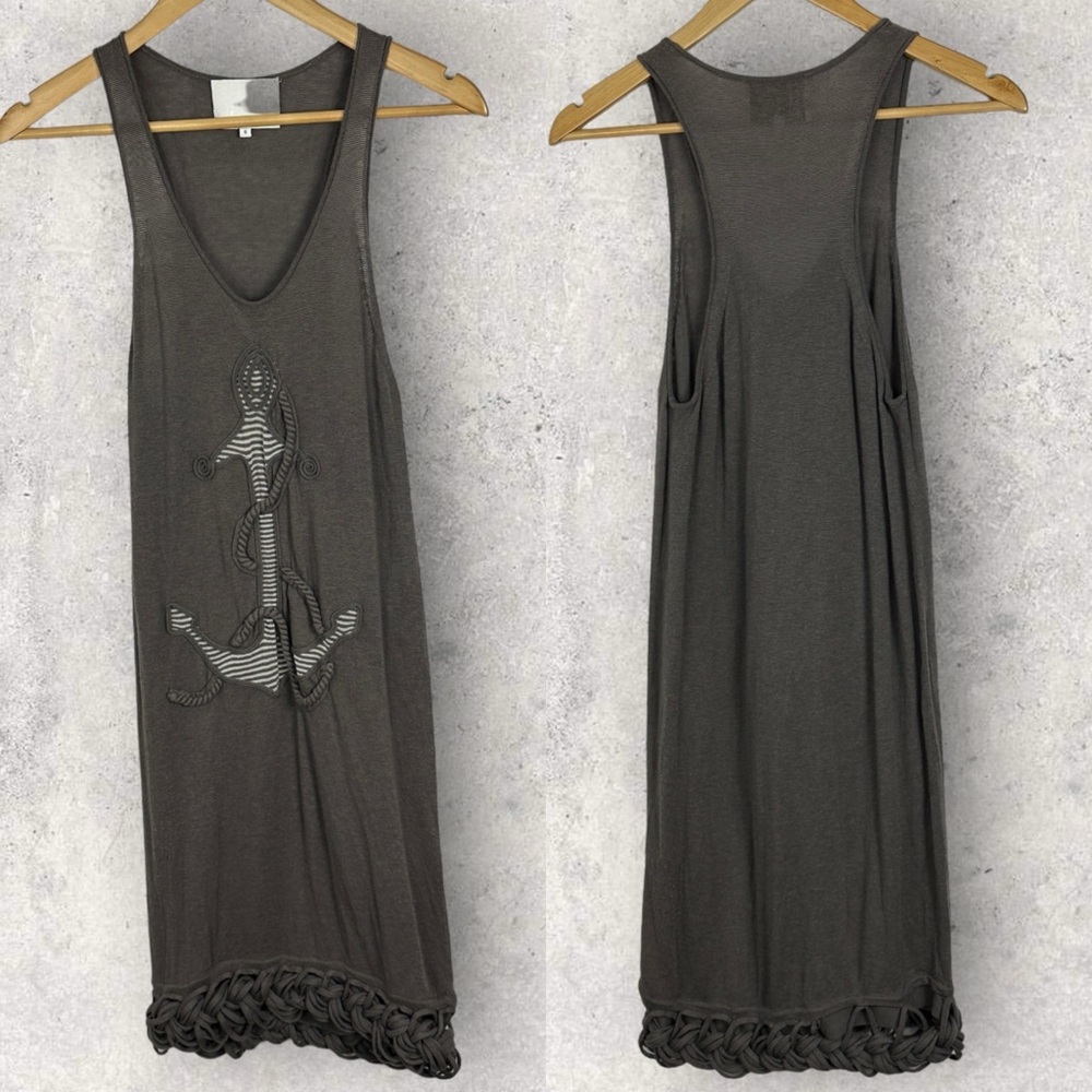 3.1 Phillip Lim Wool‎ Dress Grey Size Small Braided Hem Midi Anchor Embroidery S